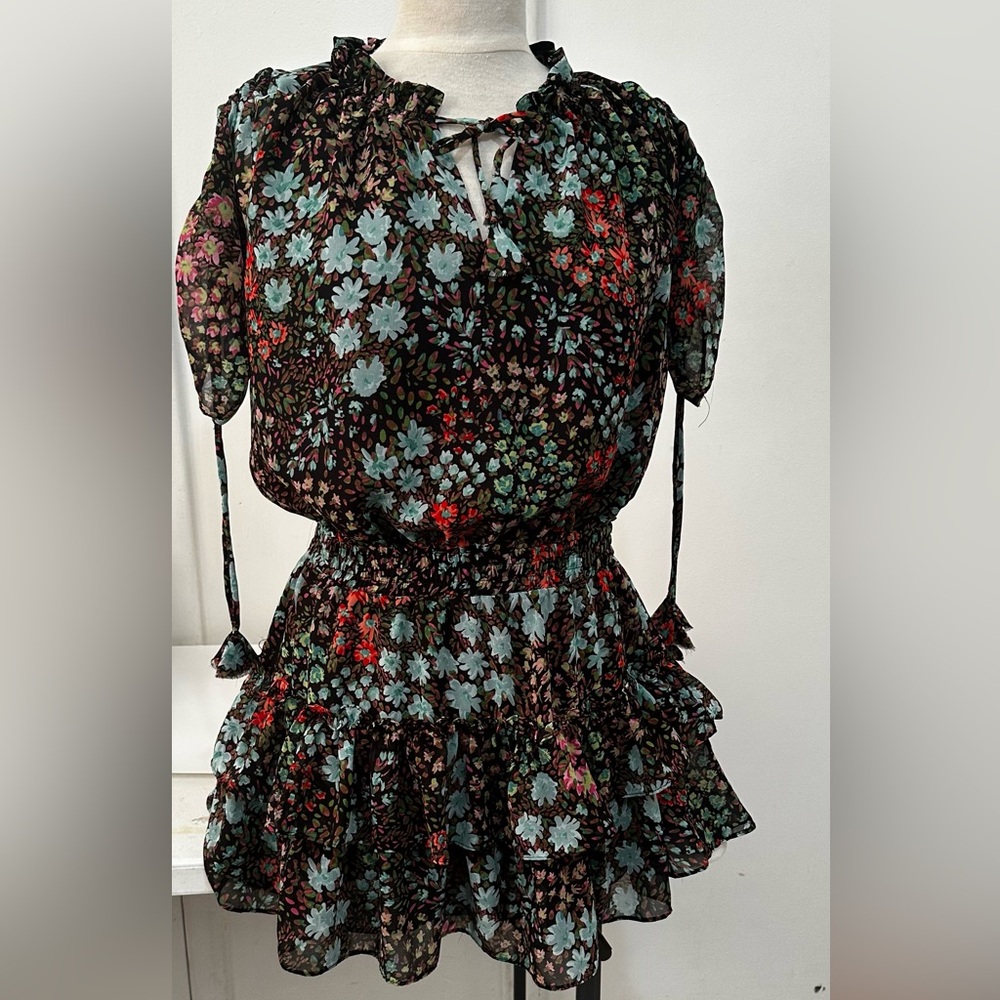 Skylar + Madison Blue Ruched Smocked Mini Dress